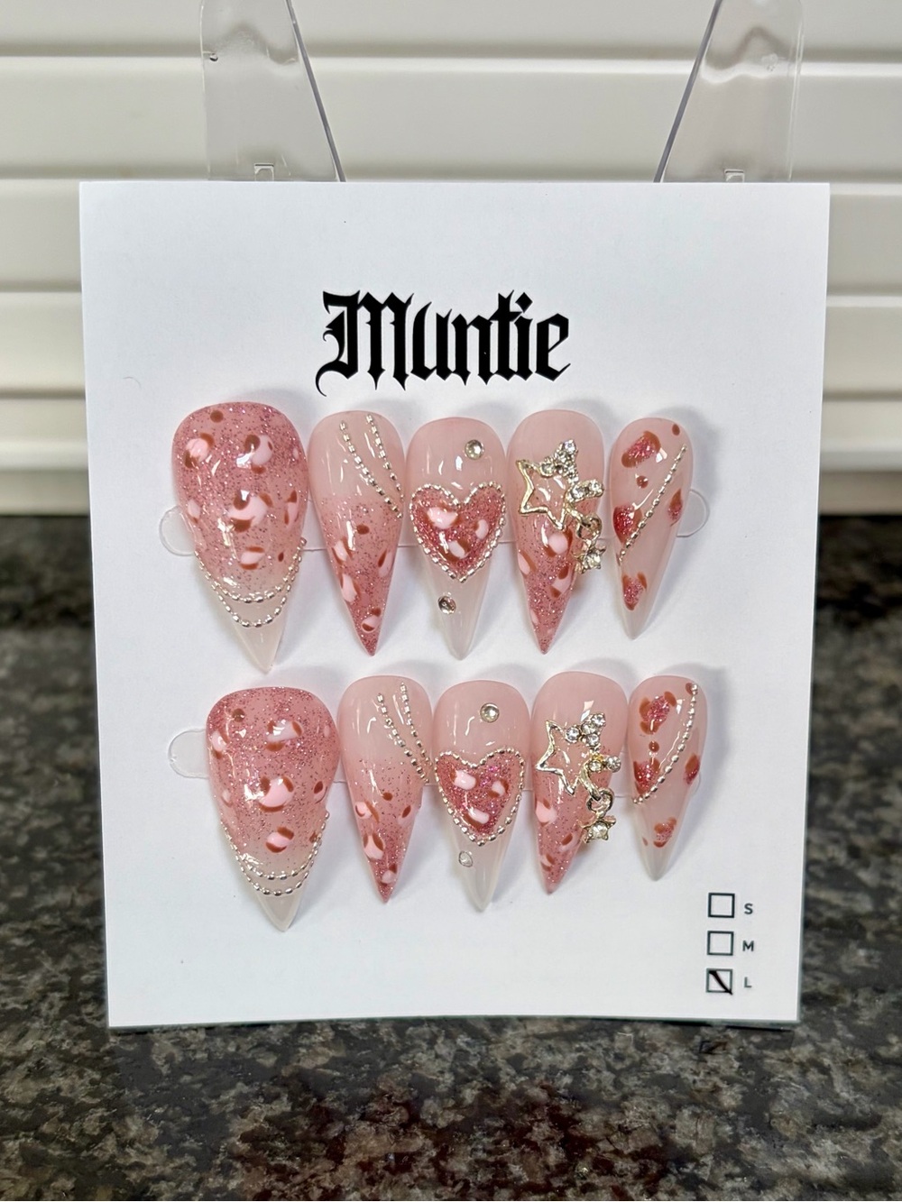 Handmade 3D Pink Cheetah Claw Nail set | New